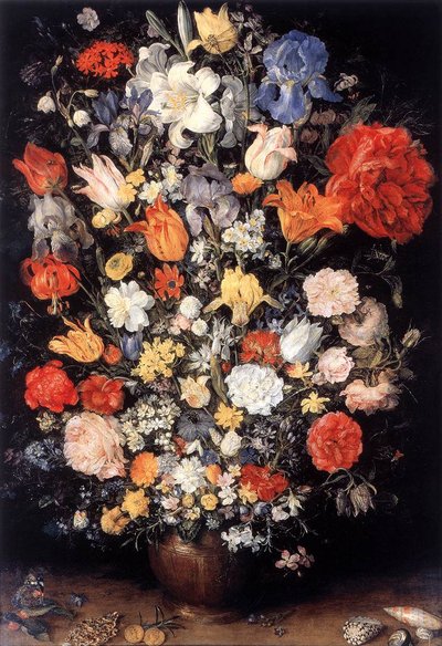 Vase of Flowers with Jewellery, Coins and Shells by Jan the Elder Brueghel